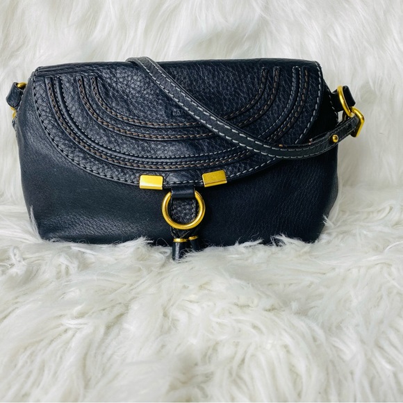 Chloe Marcie Pochette Crossbody Black Leather Bag Authentic - Picture 5 of 17